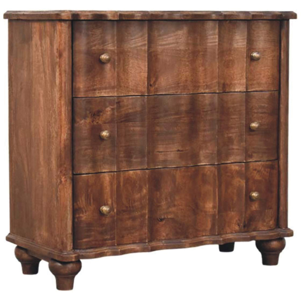 Artisan Furniture Lume Brown Roasted Panel 3 Drawer Solid Wood Chest of Drawers Image 3