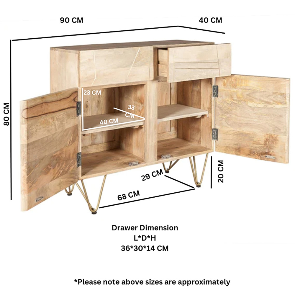 Brooklyn Huyen 2 Door 2 Drawer Light Gold Medium Sideboard Image 9