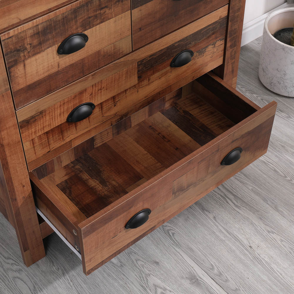 FurnitureHMD 4 Drawer Industrial Style Wooden Chest of Drawers Image 7