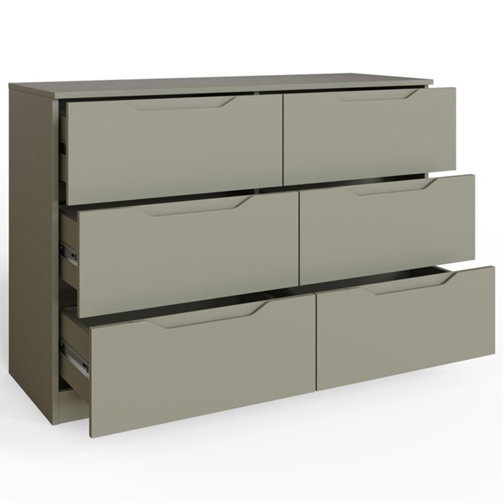 FWStyle Luno 6 Drawer Green Modern Wide Chest of Drawers Image 3