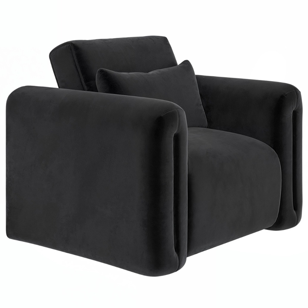 Solace+Co Mabel Grey Velvet Armchair Image 2