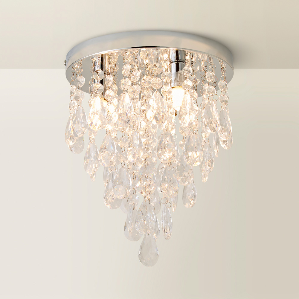 ValueLights Lara Chrome Flush Chandelier Style Acrylic Droplet LED Ceiling Light Image 5
