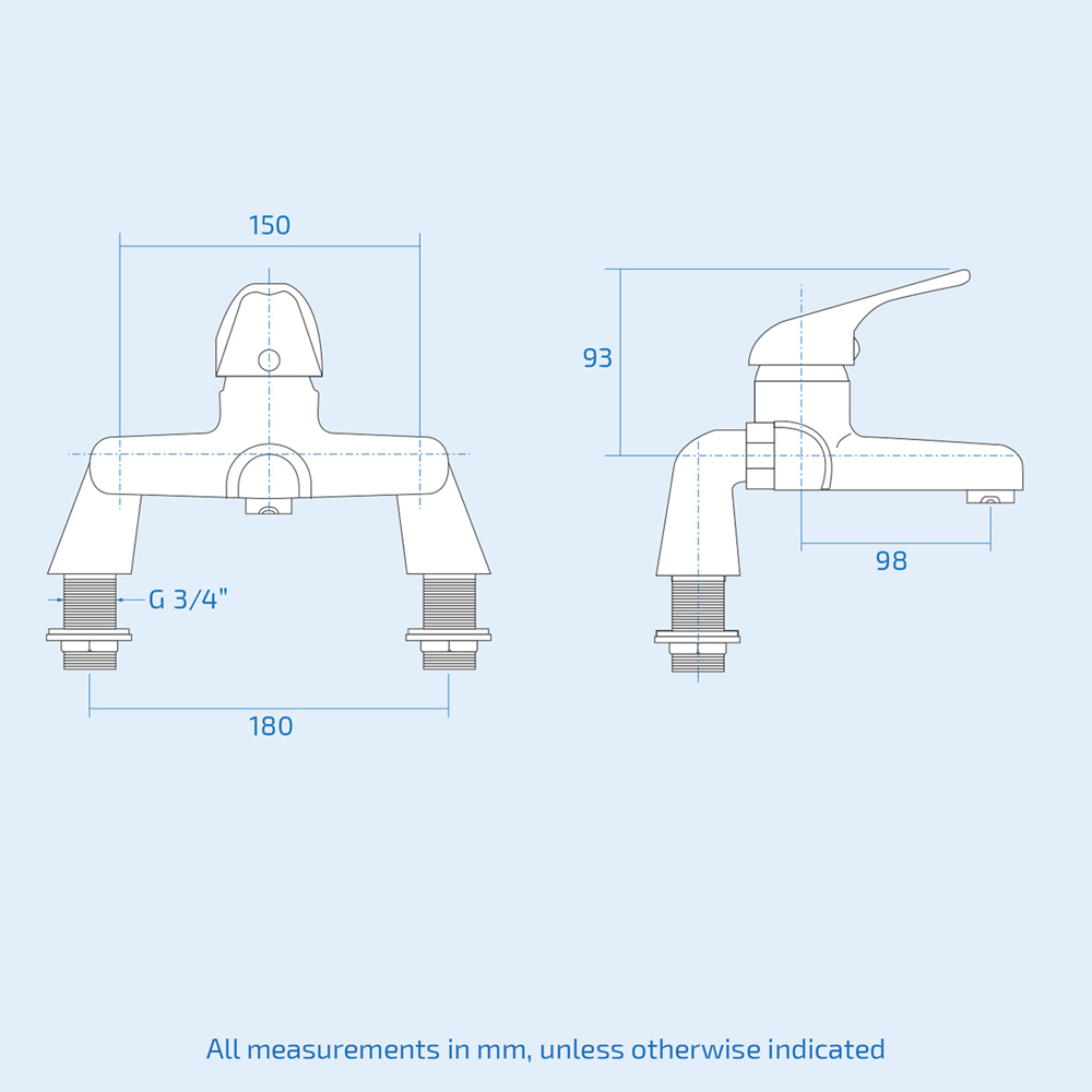 Nes Home Luma Chrome Bath Filler Mixer and Twin Basin Taps Image 3