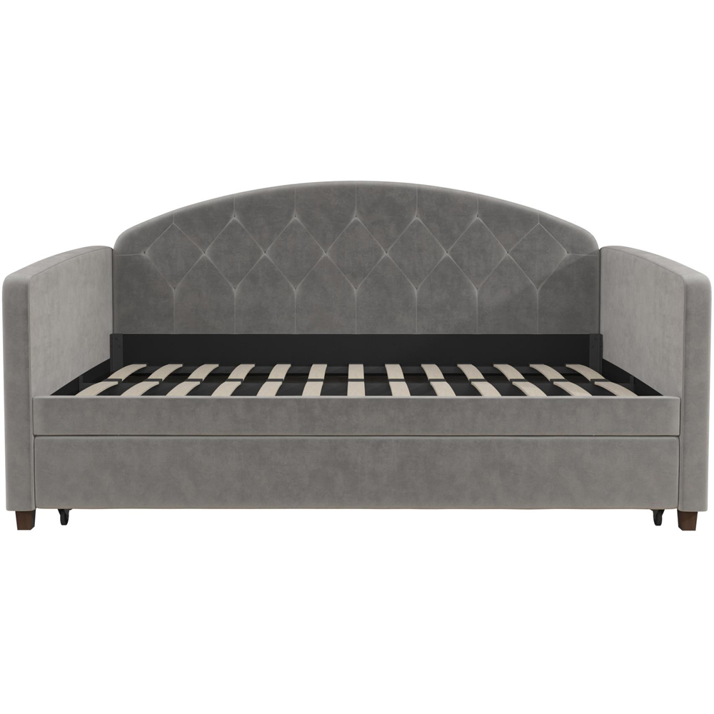 Dorel Aspen Light Grey Velvet Daybed with Trundle Image 3