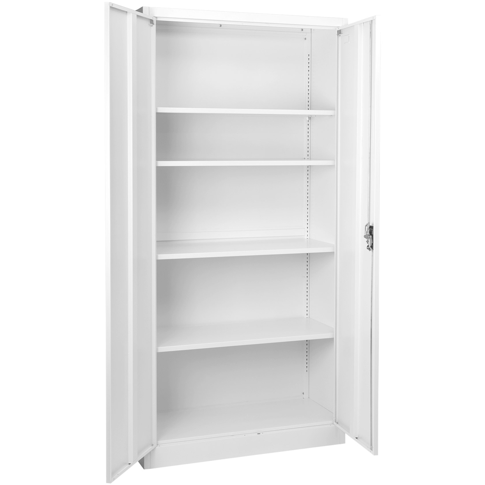 MMT Furniture Designs 2 Door White Stainless Steel Lockable Tall Filing Cabinet Image 3