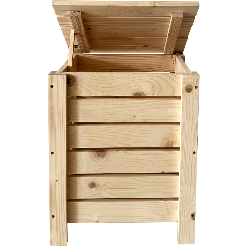 Core Products Natural Pre-Sanded Solid Pine Slatted Narrow Storage Box with Lid Image 3