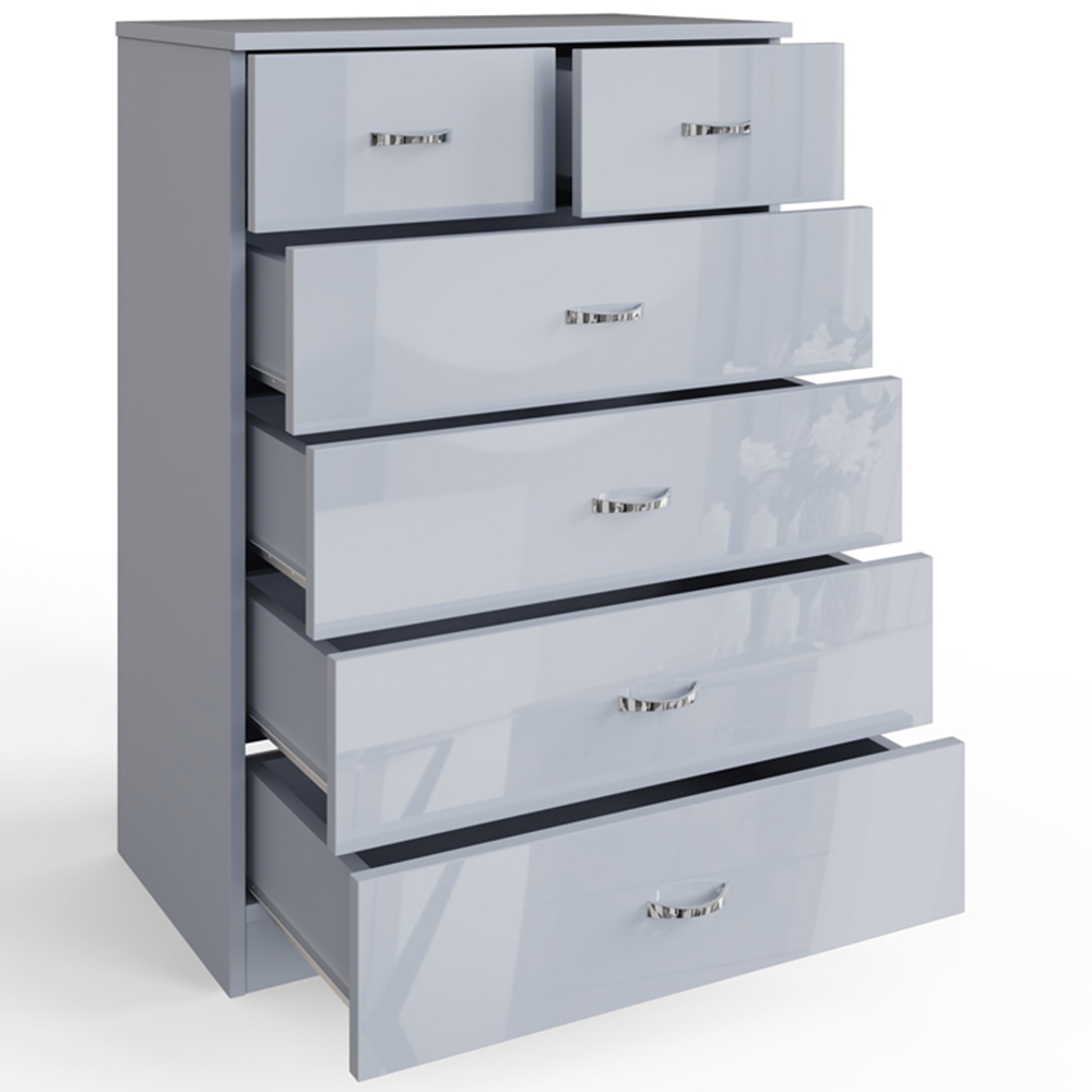 FWStyle Chilton 6 Drawer Grey Gloss Chest of Drawers Image 3