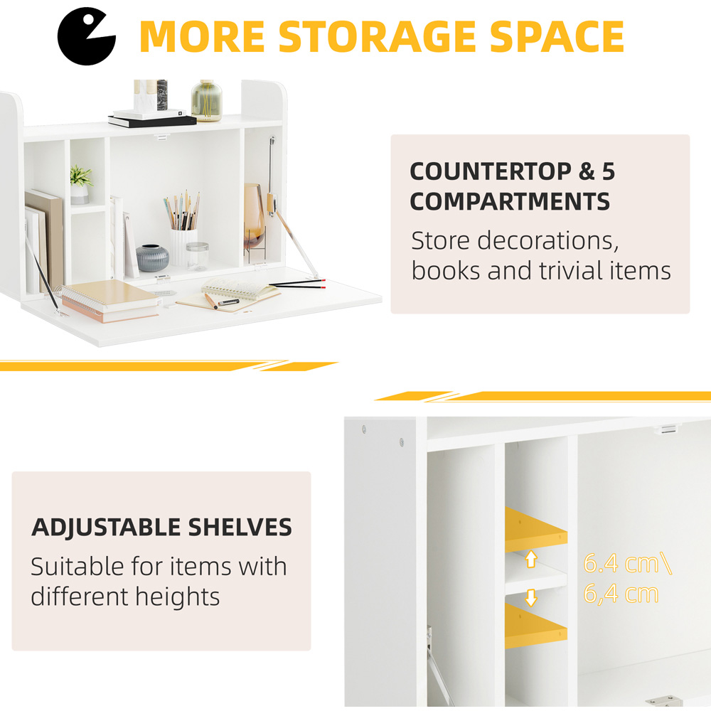 Portland Wall-Mounted Floating Drop-Leaf Table White Image 5