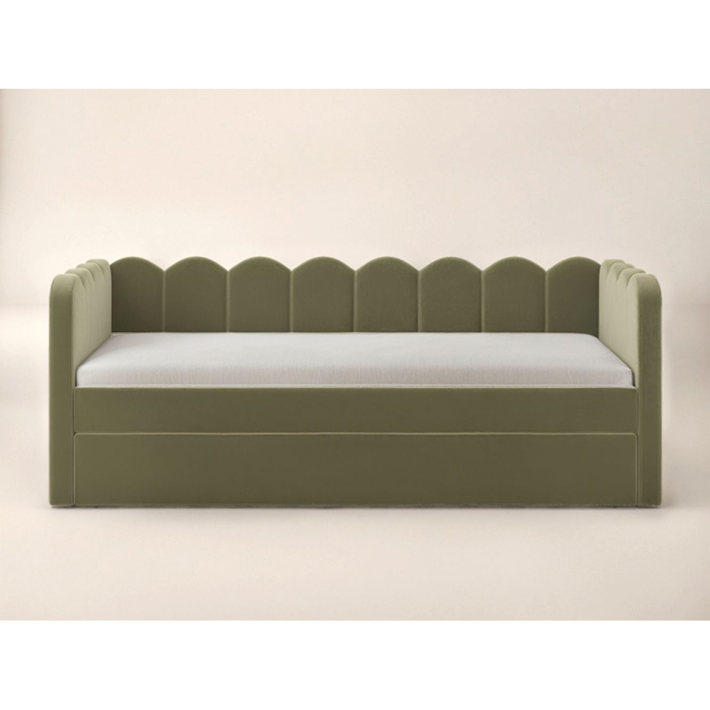 Flair Esme Cloud Khaki Velvet Day Bed with Trundle Image 3