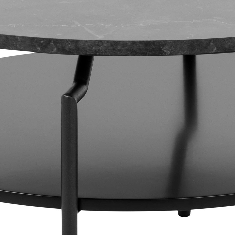 Florence Goldington Single Shelf Black Marble Melamine Round Coffee Table Image 8