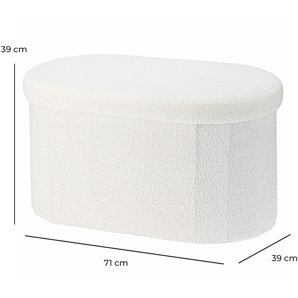 Jack Stonehouse White Teddy Boucle Pouffe Collapsible Ottoman 85L Image 8
