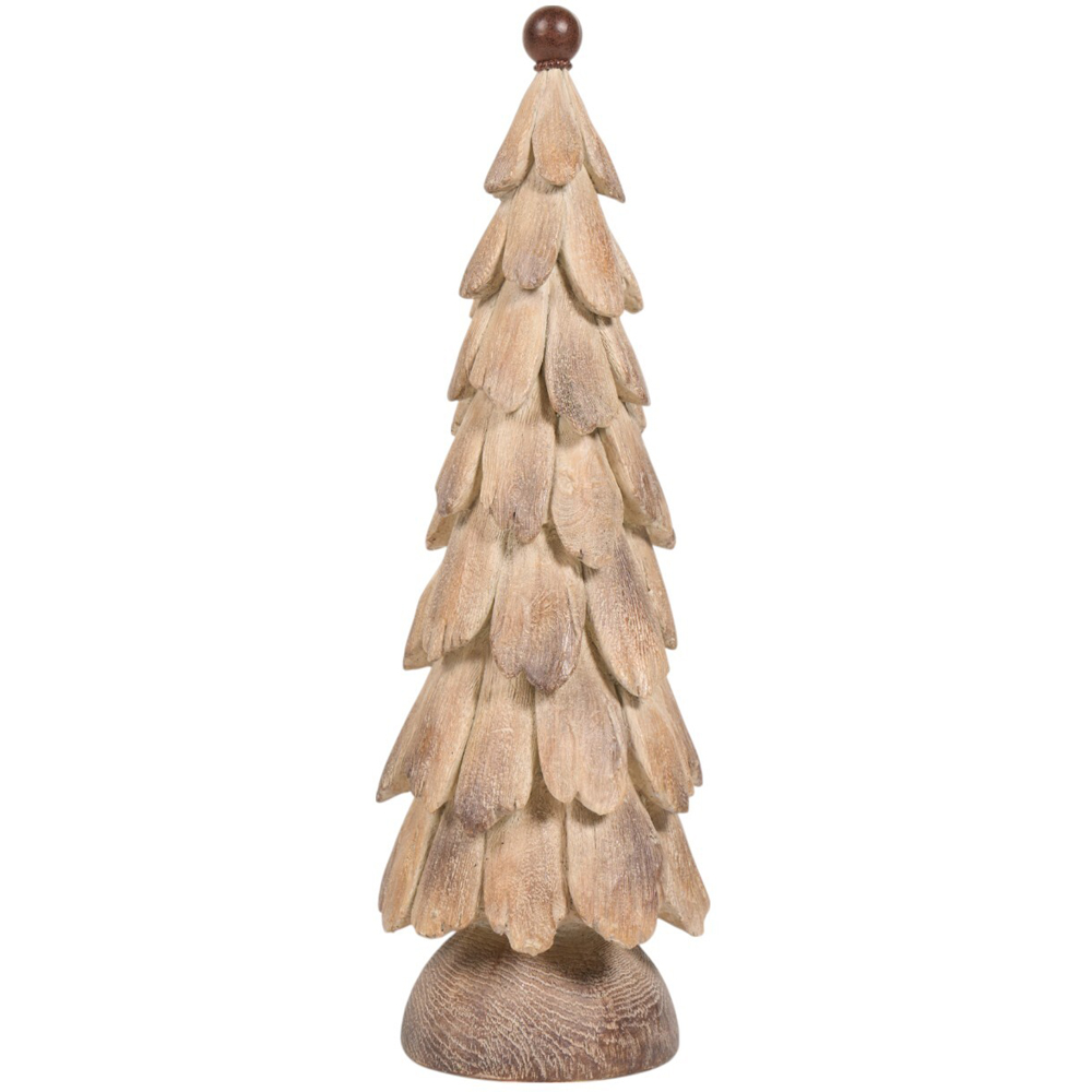 Wood Effect Brushed Gold Tree OrnamentNatural Image 3