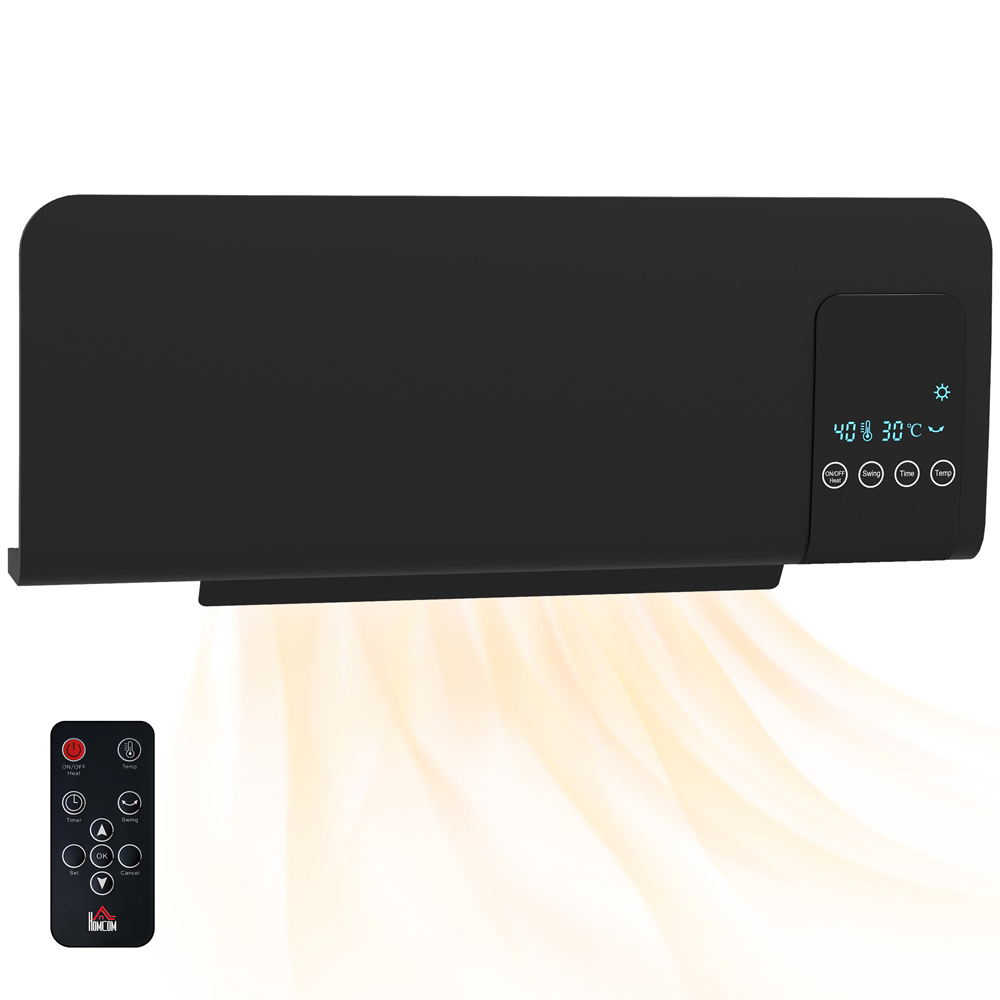 HOMCOM Black Wall Mounted Ceramic Heater 2000W Image 3