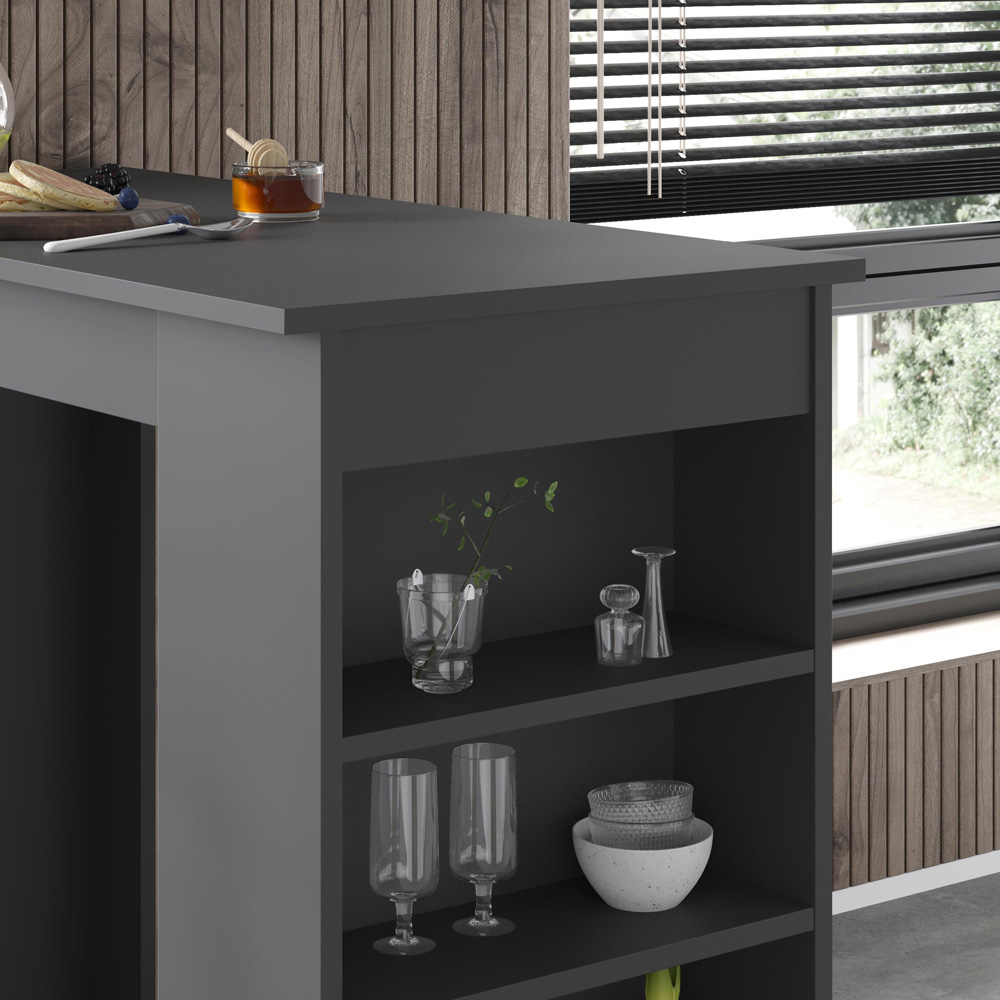 Decortie Swallow Anthracite Bar Table with Storage Shelves Image 3
