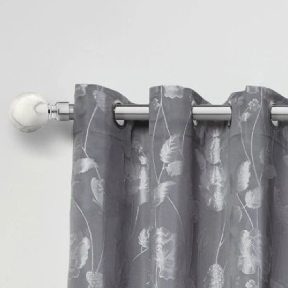 New Edge Blinds Mineral 160-300cm Extendable Brushed Silver Eyelet Metal Curtain Pole Set Image 2