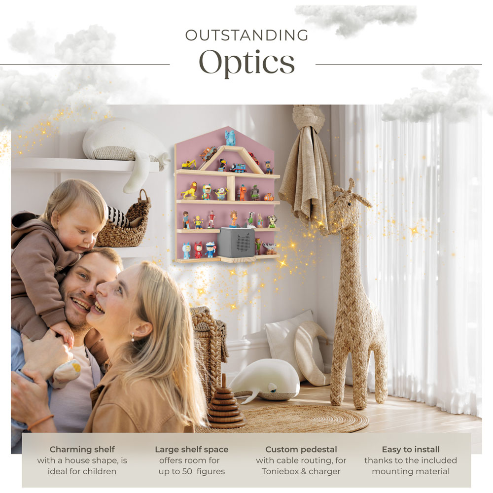 tectake Mylittle Story Pink House Design Wall Mounted Floating Shelf Image 3