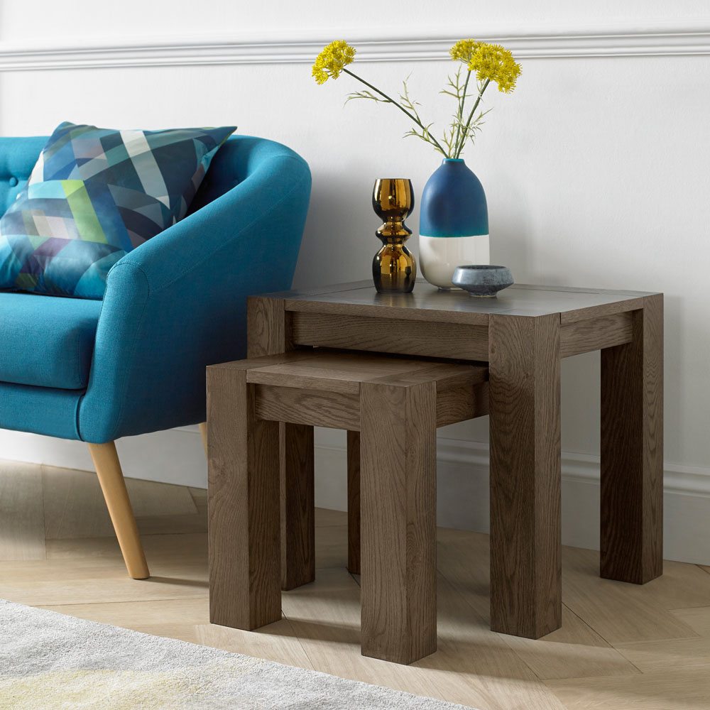Bentley Designs Turin Dark Oak Nesting Table Set of 2 Image 4