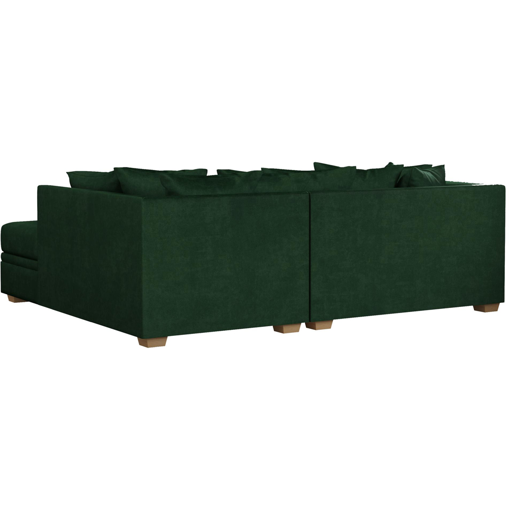 Modo 3 Seater Forest Green Plush Velvet Right Hand Scatter Back L-Shape Corner Sofa Image 5