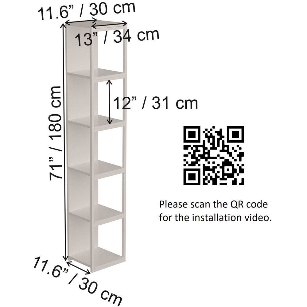 Decorotika Texas 5 Shelf Gold and White Bookshelf Image 4