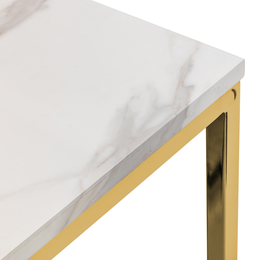 Julian Bowen Scala Dining Table Gold and White Marble Top Image 3