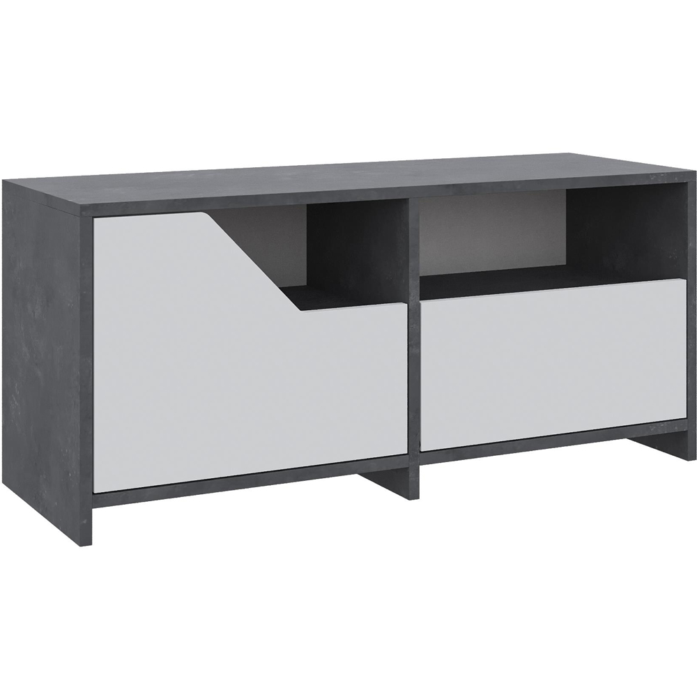 Decortie Nexus 2 Door Single Shelf Retro Grey White Shoe Cabinet Image 2
