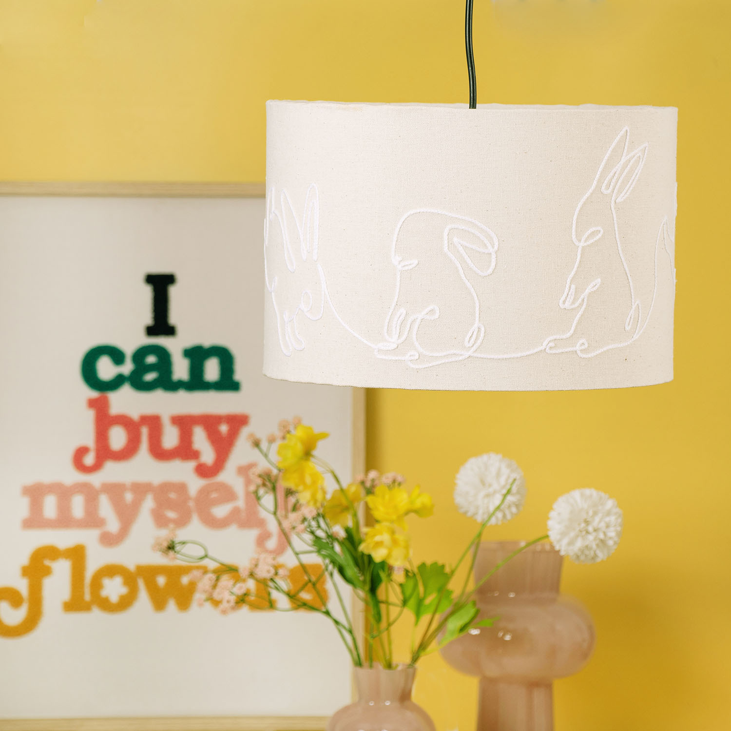 Embroidered Bunny Shade - White and Neutral Image 2
