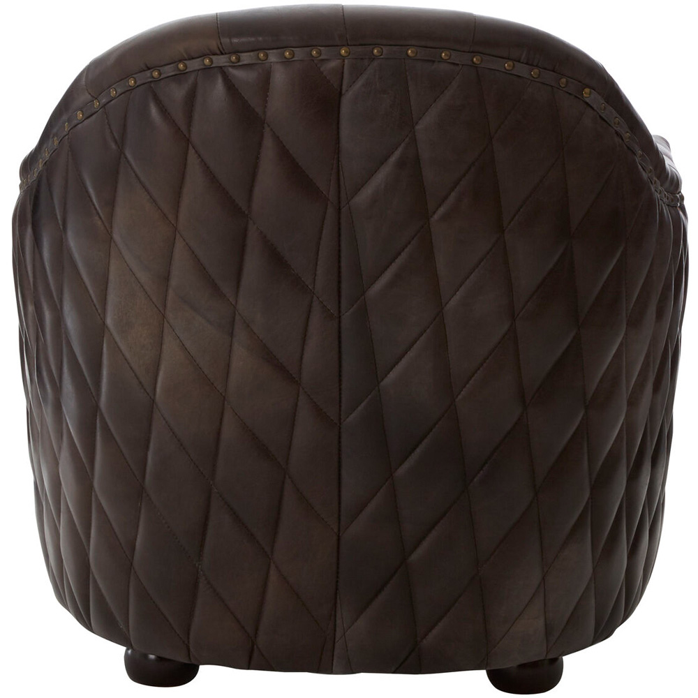 Premier Housewares Victor Dark Grey Brown Leather Tub Chair Image 5