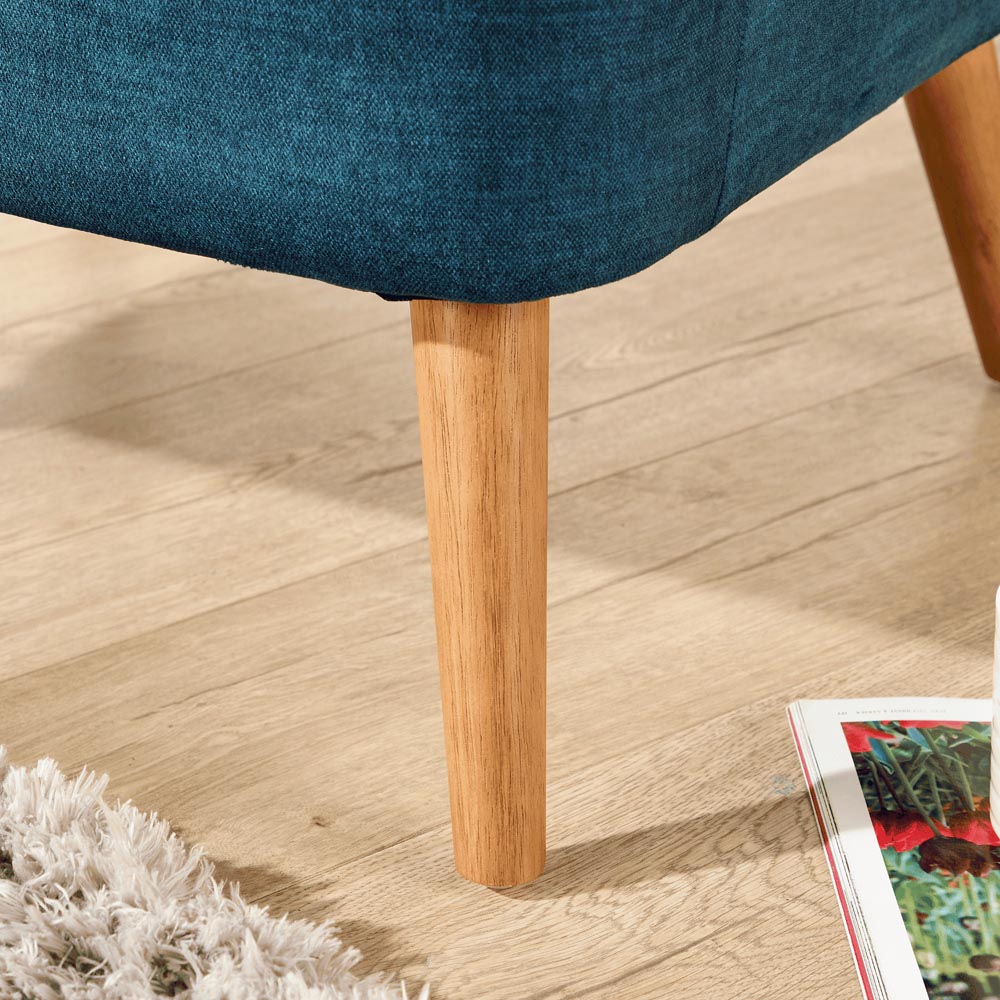 Home Source Arta Dark Blue Plush Accent Armchair with Wooden Legs Image 4