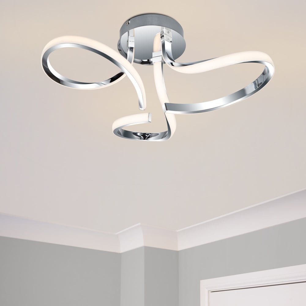 Cosylyte Moss 3 Light Chrome Curved LED Ceiling Light Image 2