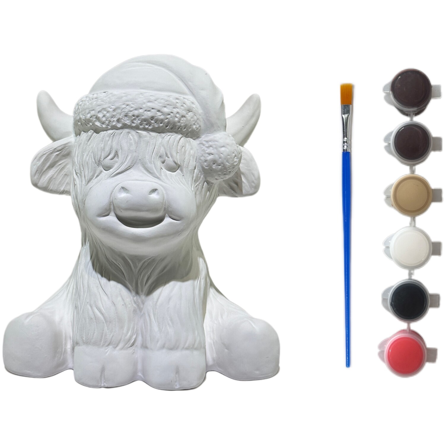 Paint Your Own Ceramic Xmas Highland Cow Kit White Image 5