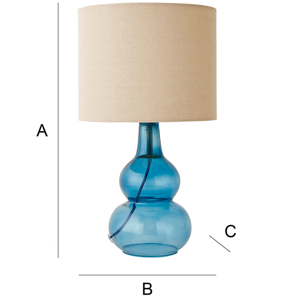 ValueLights Aida Natural Linen Tall Lamp Shade Blue Bubble Glass LED Table Lamp Image 7