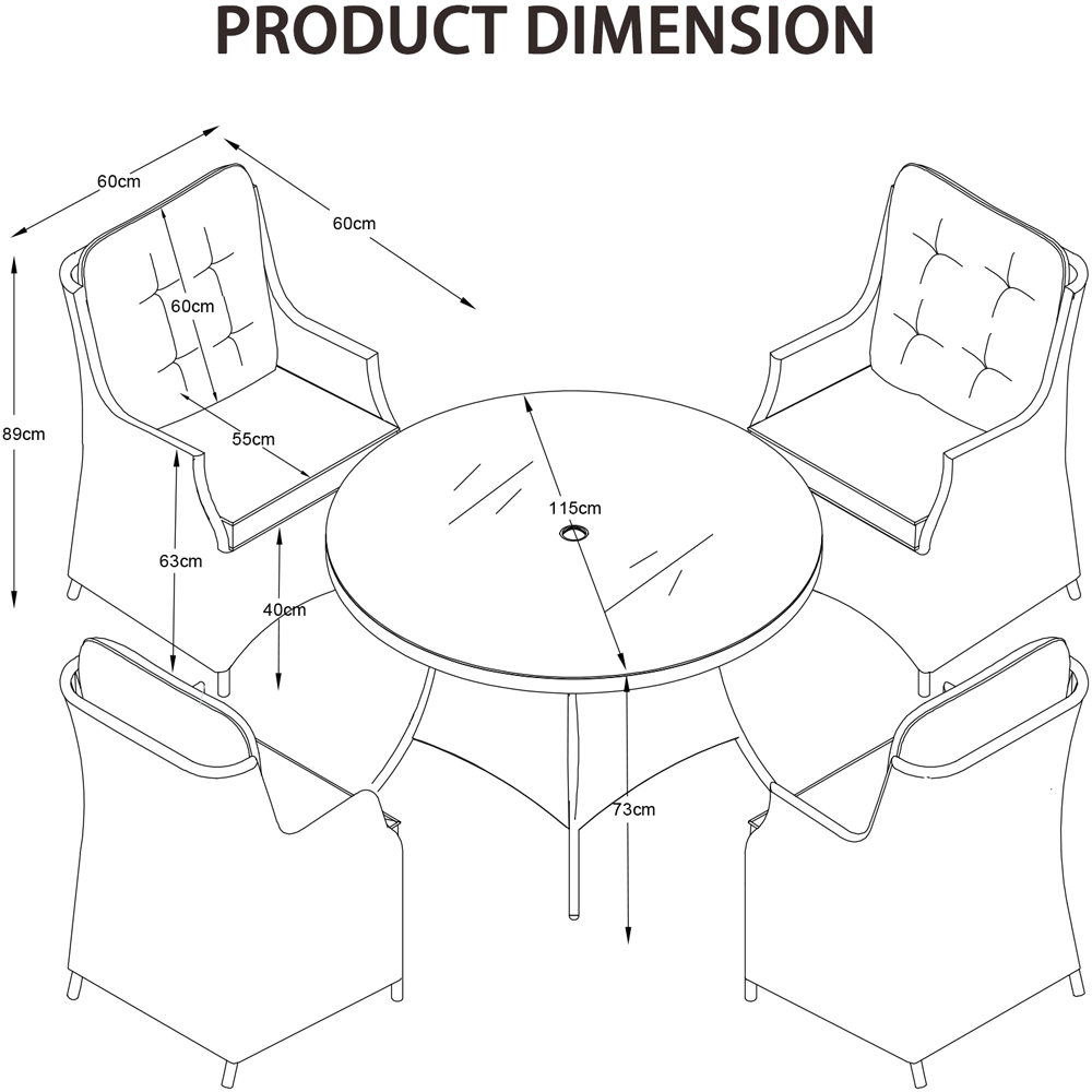 Furniture One 4 Seater Luxury Rattan Outdoor Dining Set Image 9