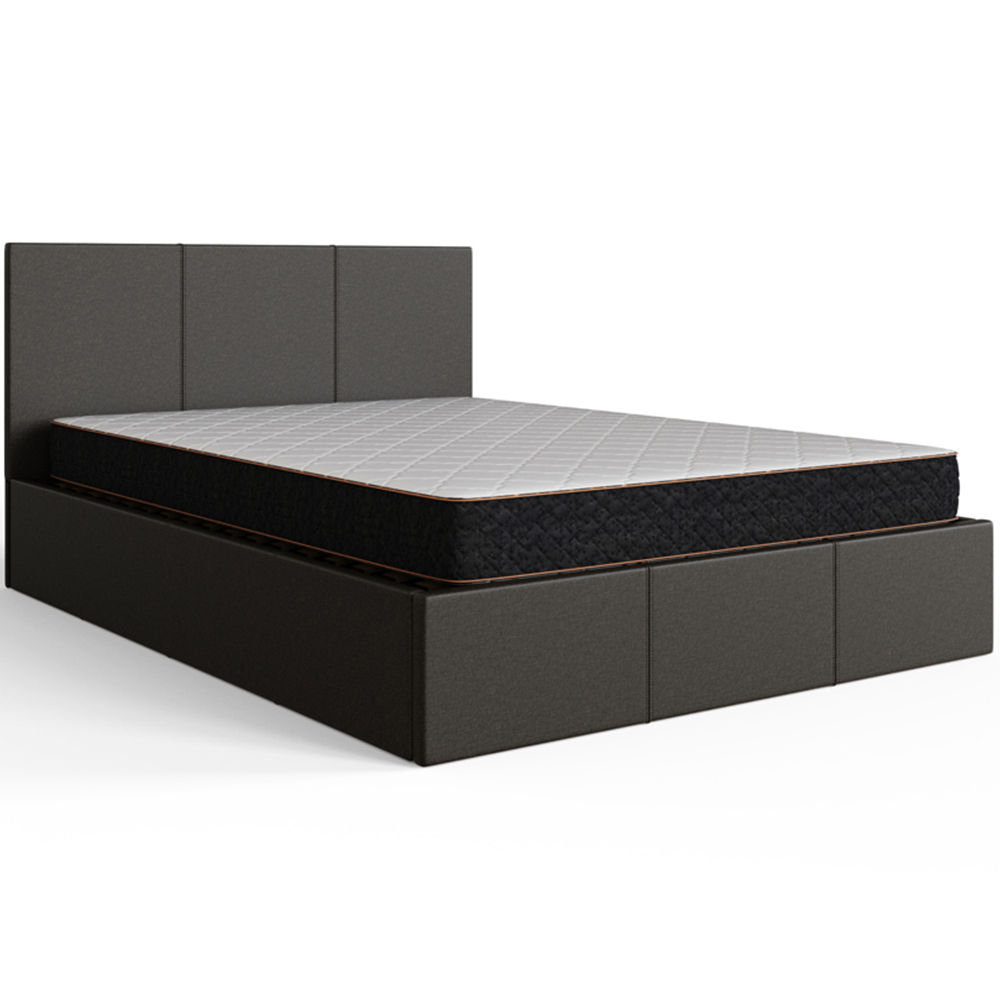 GFW Small Double Grey Hopsack Fabric End Lift Ottoman Bed with Bonnell Mattress Image 5