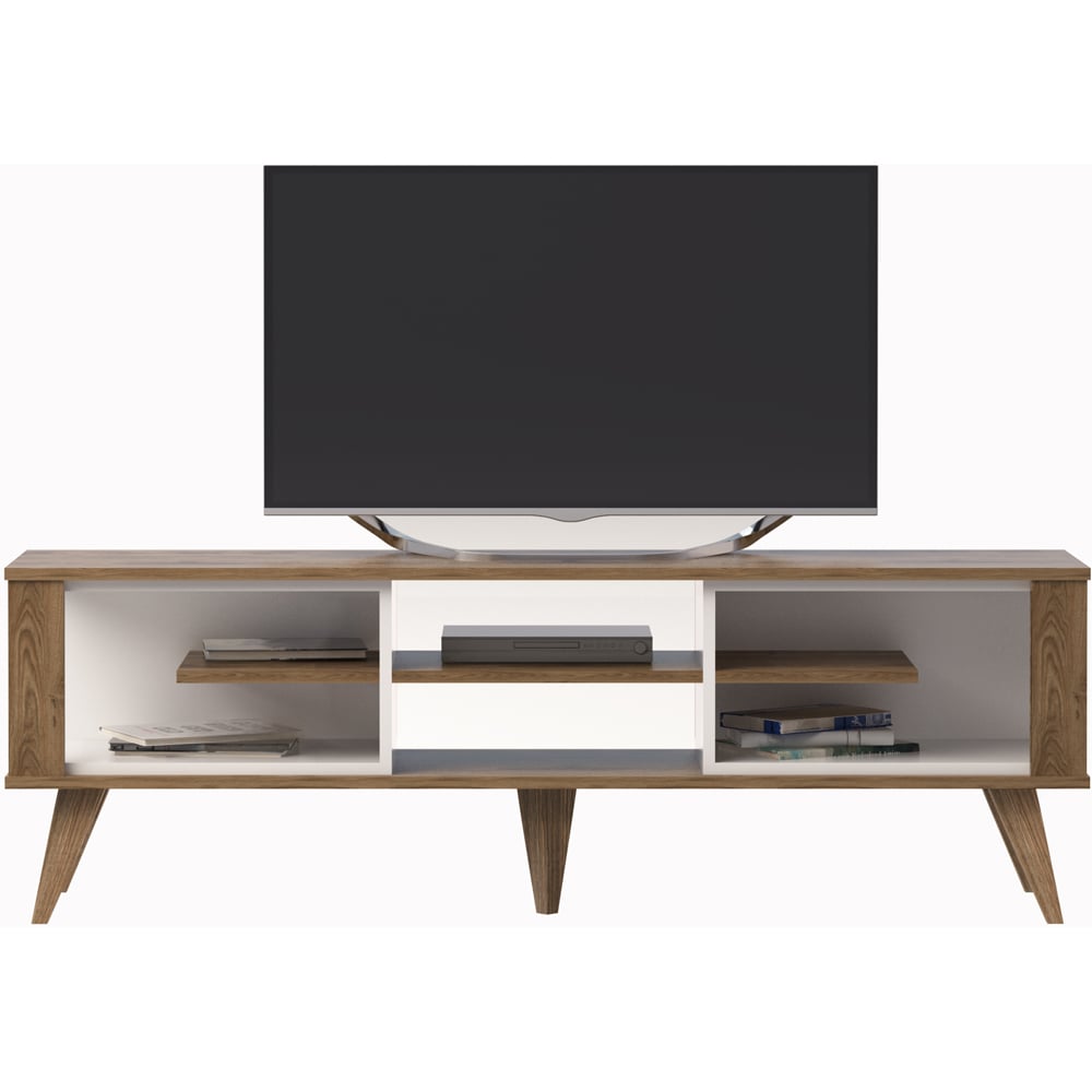 Decorotika Ionis 6 Shelf White and Oak TV Unit Image 3