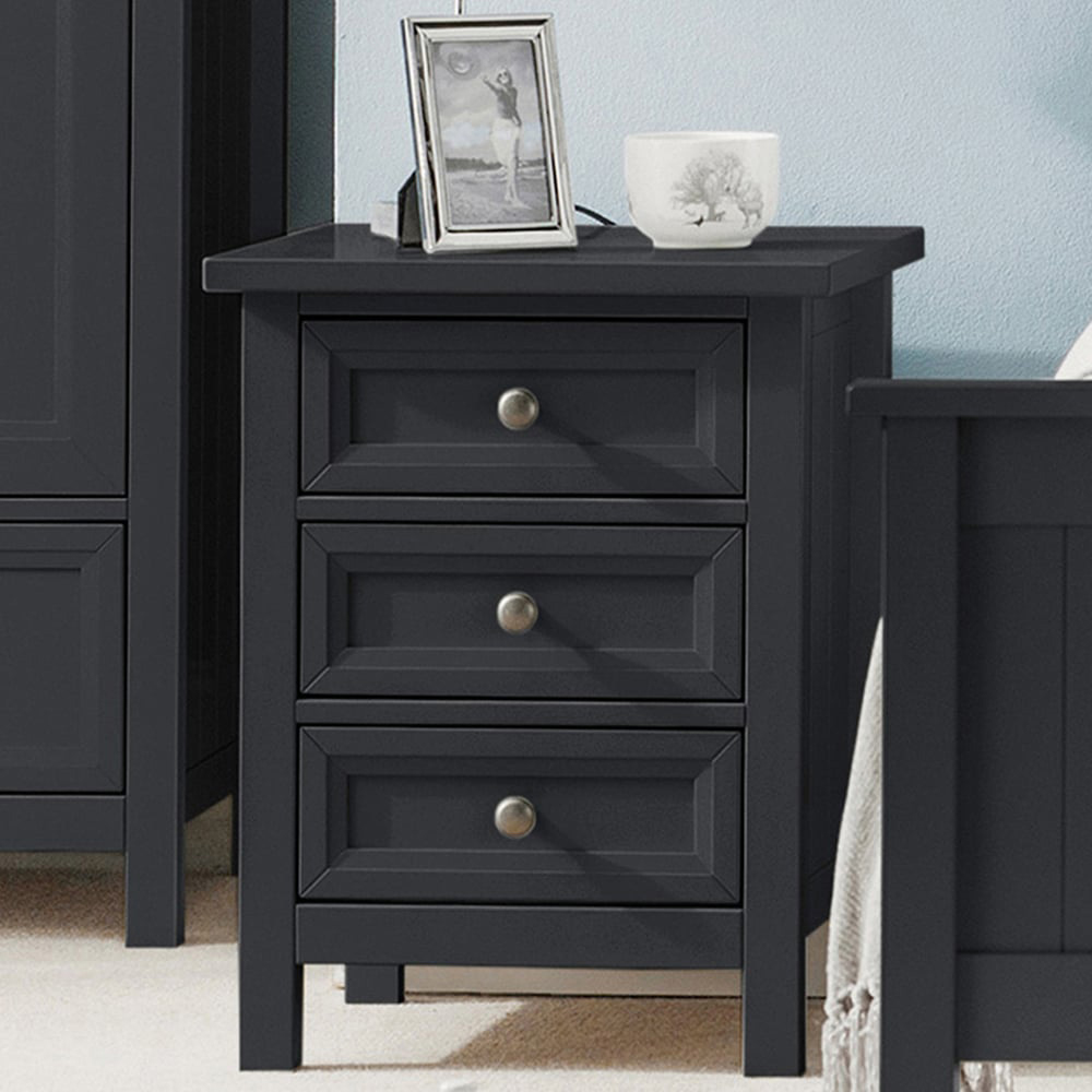Julian Bowen Maine 3 Drawer Anthracite Bedside Table Image 6