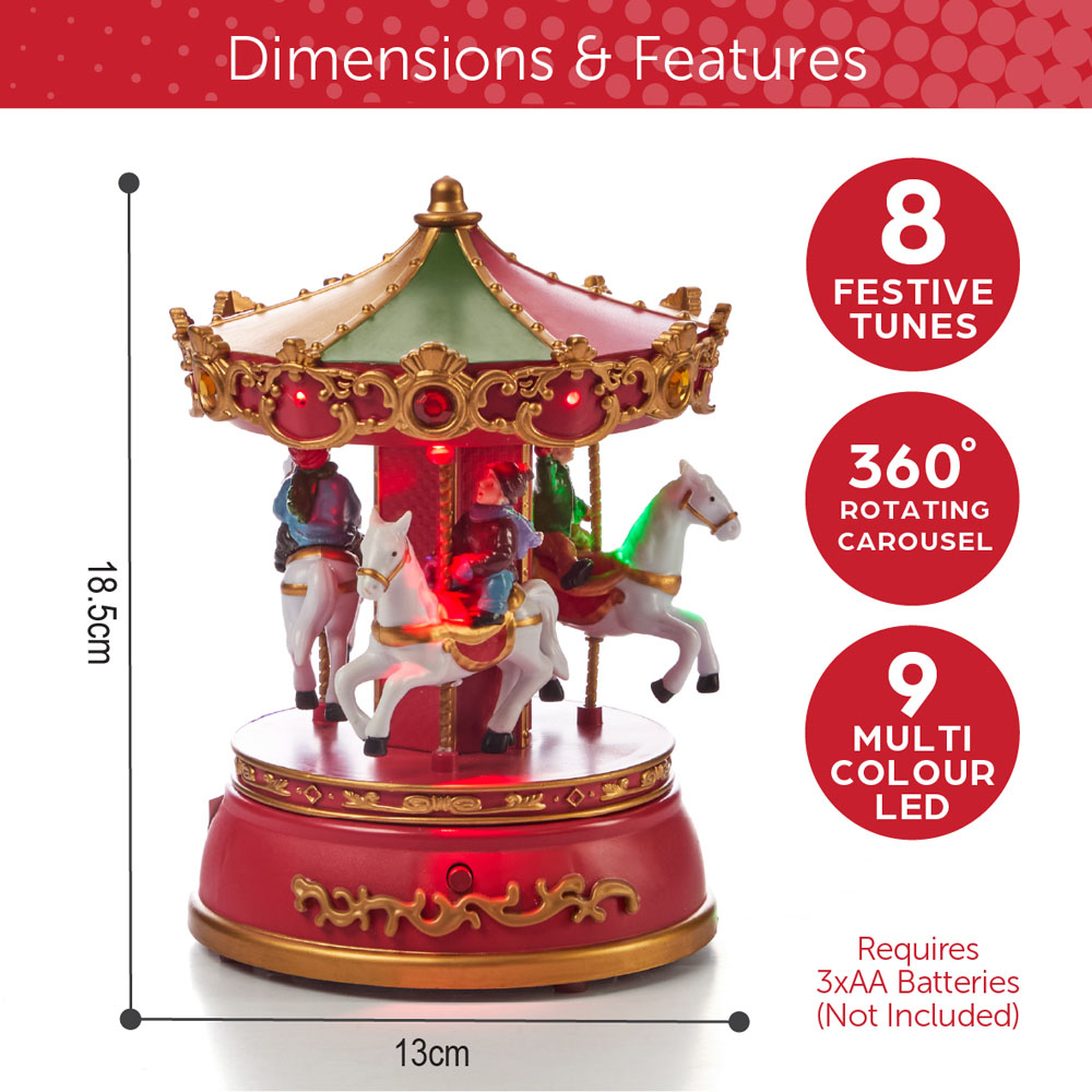 The Christmas Workshop LED Rotating Carousel Decoration Ornament with Classic Carols Image 9