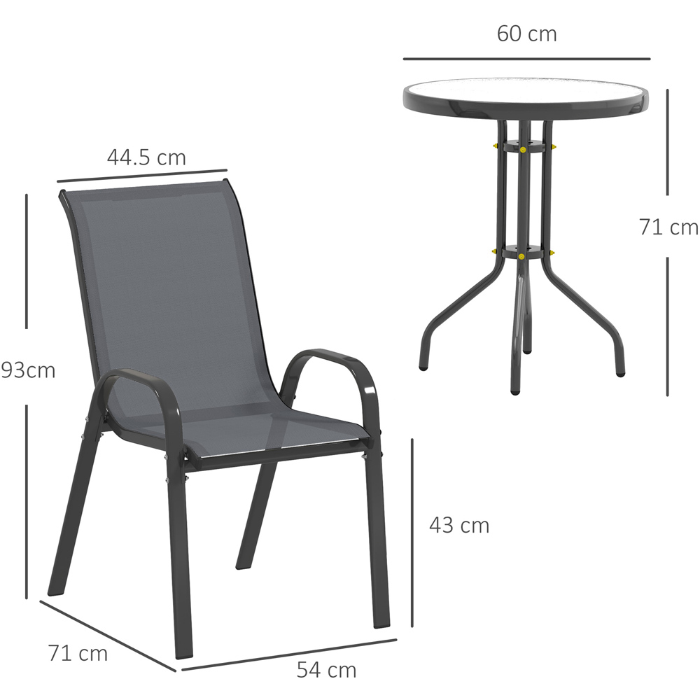 Outsunny 2 Seater Small Garden Bistro Set Dark Grey Image 8