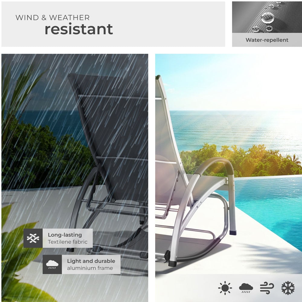 tectake Avignon Grey 2 in 1 Sun Lounger with Adjustable Backrest Image 7