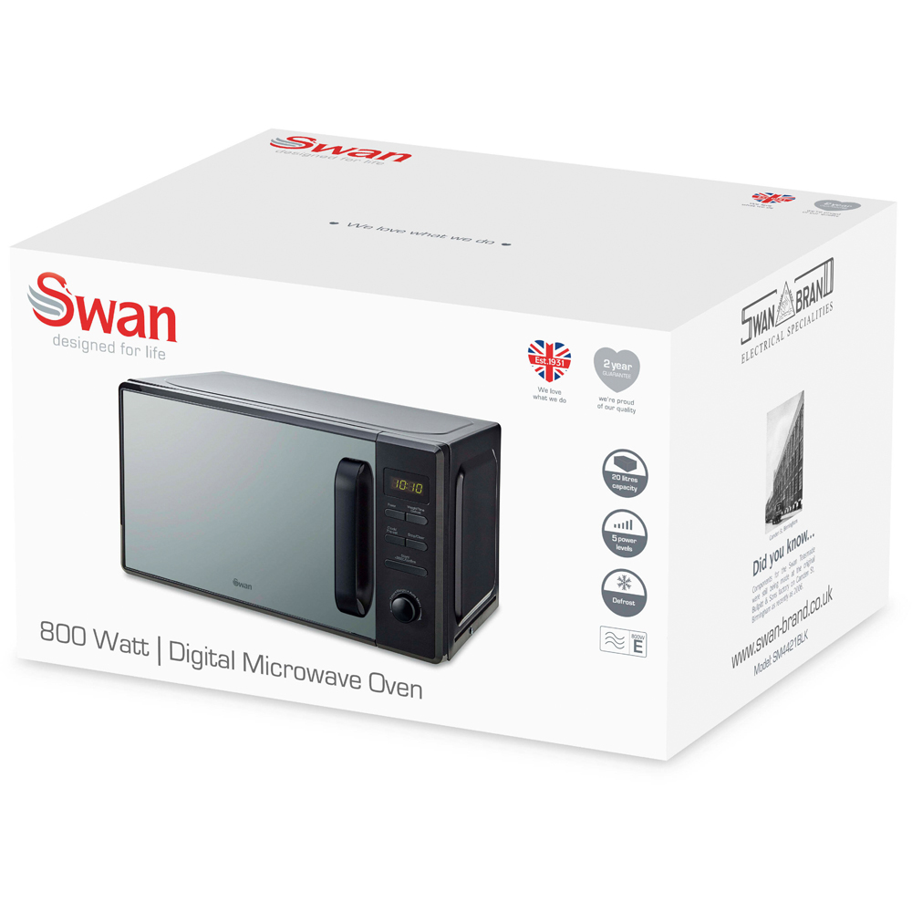 Swan SM4421BLK 20L Black Digital Microwave with 5 Power Levels and Defrost Function 800W Image 8