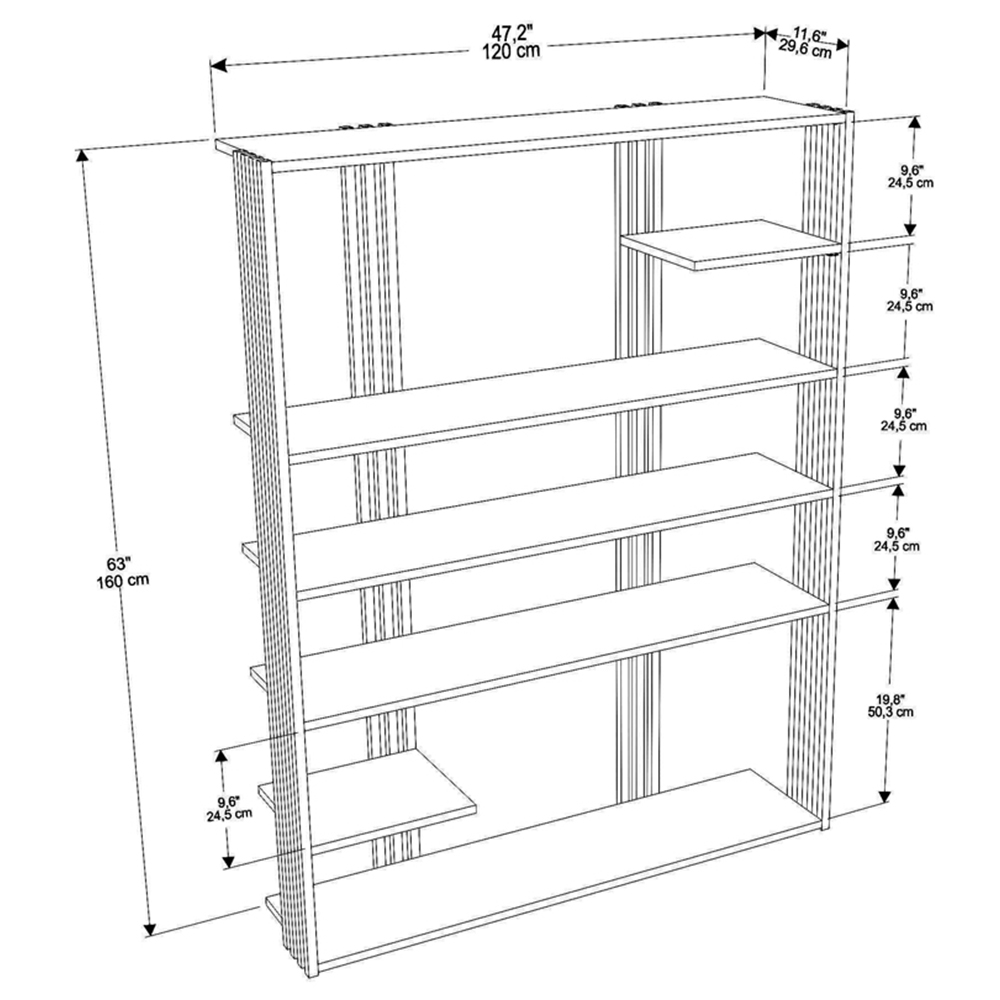 Decorotika Jeni 6 Shelf Anthracite and Gold Bookcase Image 7