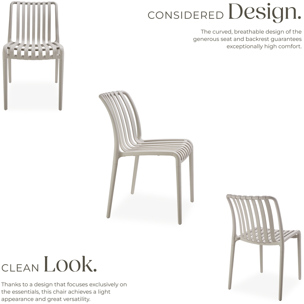 tectake Alcudia Set of 4 Taupe Stackable Garden Chair Image 6