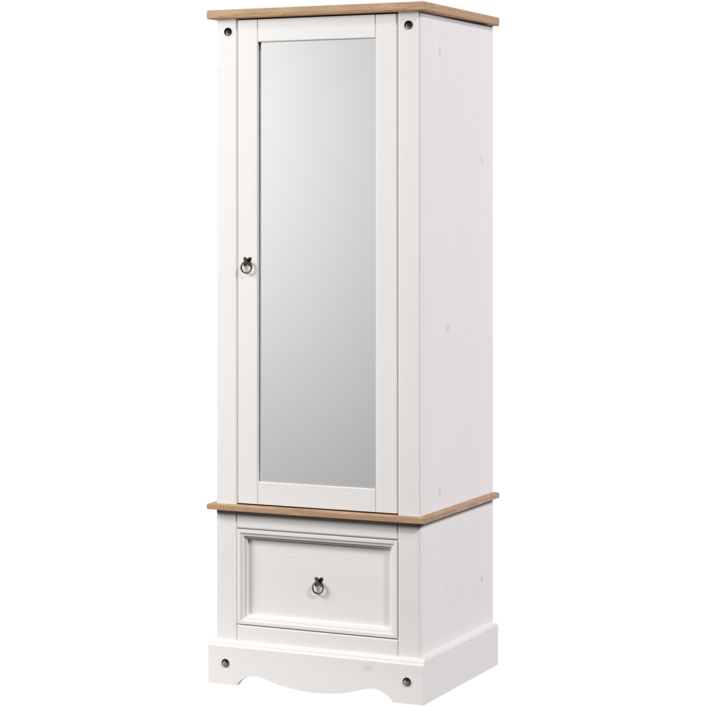 Core Products Corona Single Drawer Single Mirrored Door White Armoire Image 2