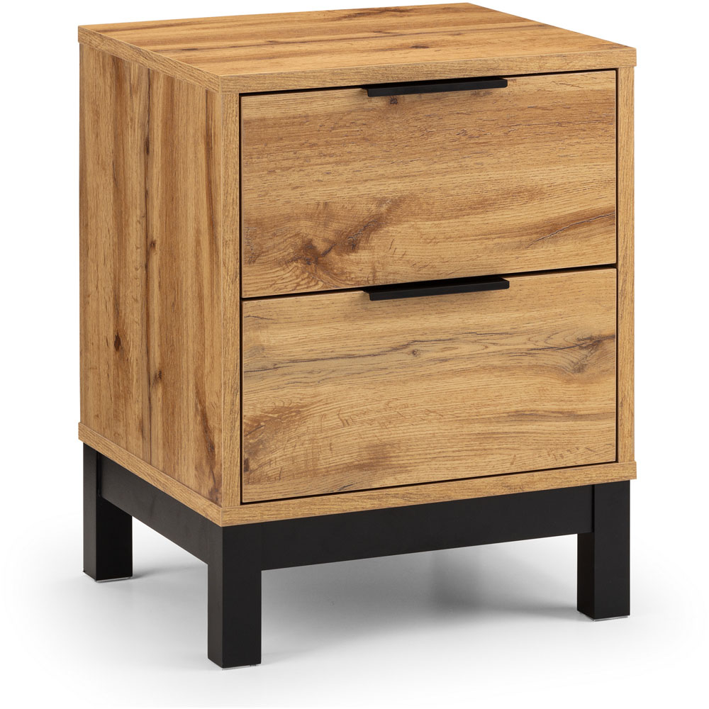 Julian Bowen Bali 2 Drawer Modern Oak Effect Bedside Table Image 2