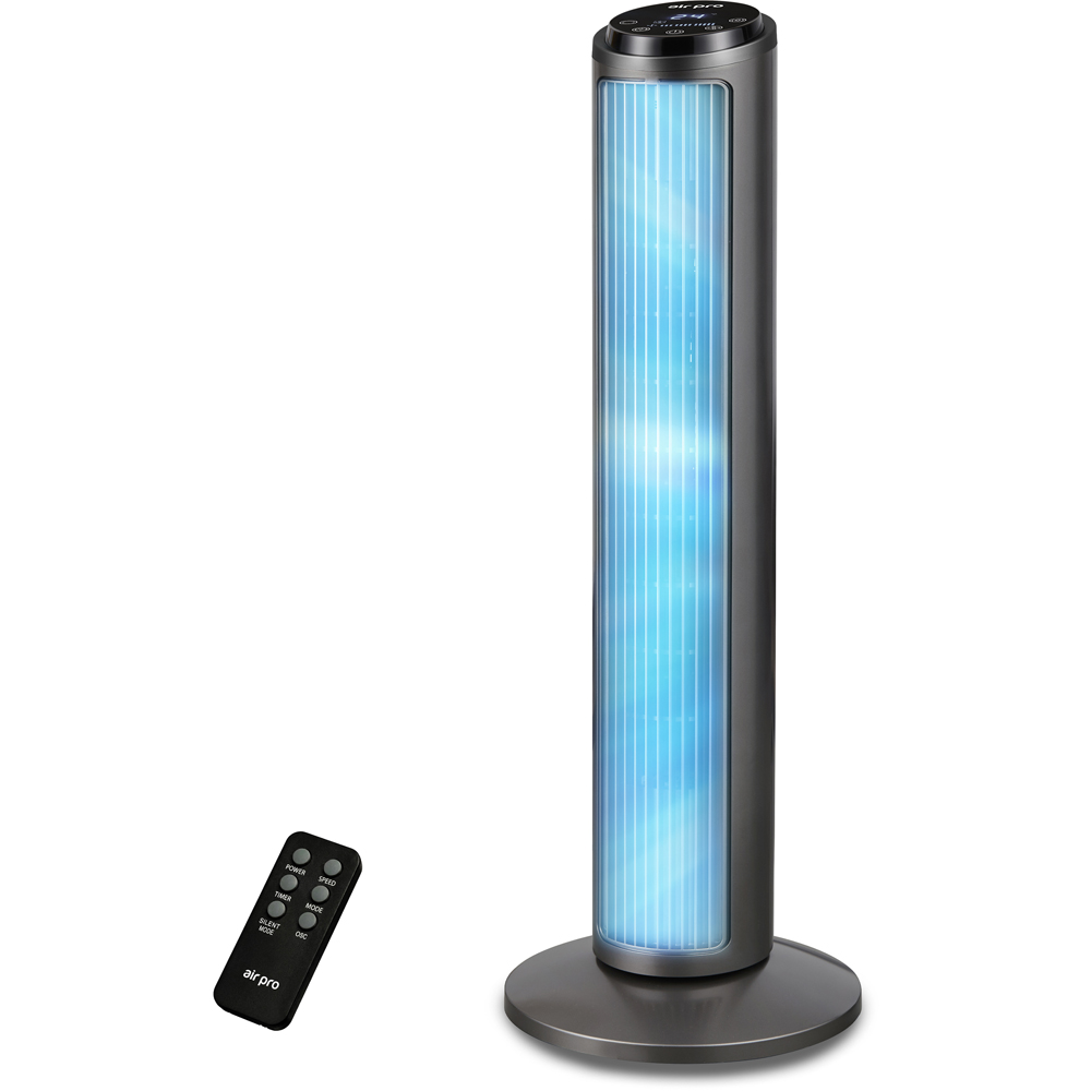 Air Pro Grey SmartVoice Control Oscillating Bladeless Tower Fan with Remote 30 inch Image 2