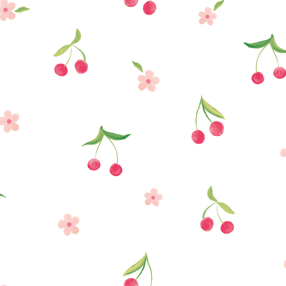 Hoopla Walls Peekaboo Cherry Dance Rouge and Ice Wallpaper Image 1