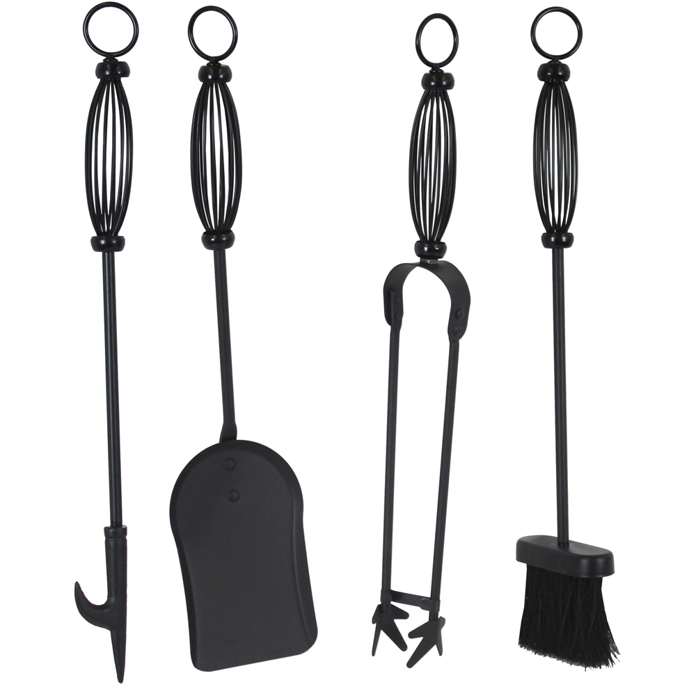 JVL Pennine Black 4 Piece Companion Set with Stand Image 4