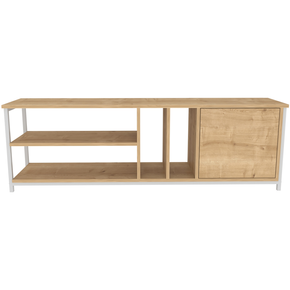 Decorotika Oneida Single Door 4 Shelf White and Oak TV Unit Image 3