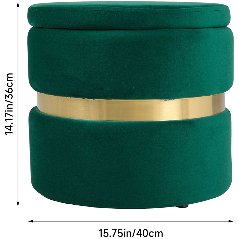 Living and Home Green Flannel Upholstered Storage Ottoman Image 9