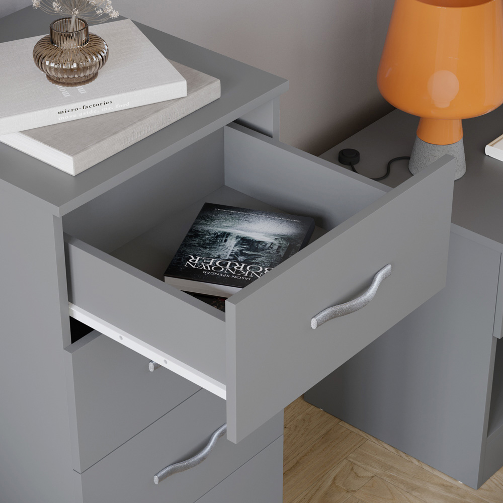 Vida Designs Riano 5 Drawer Grey Narrow Chest of Drawers Image 5