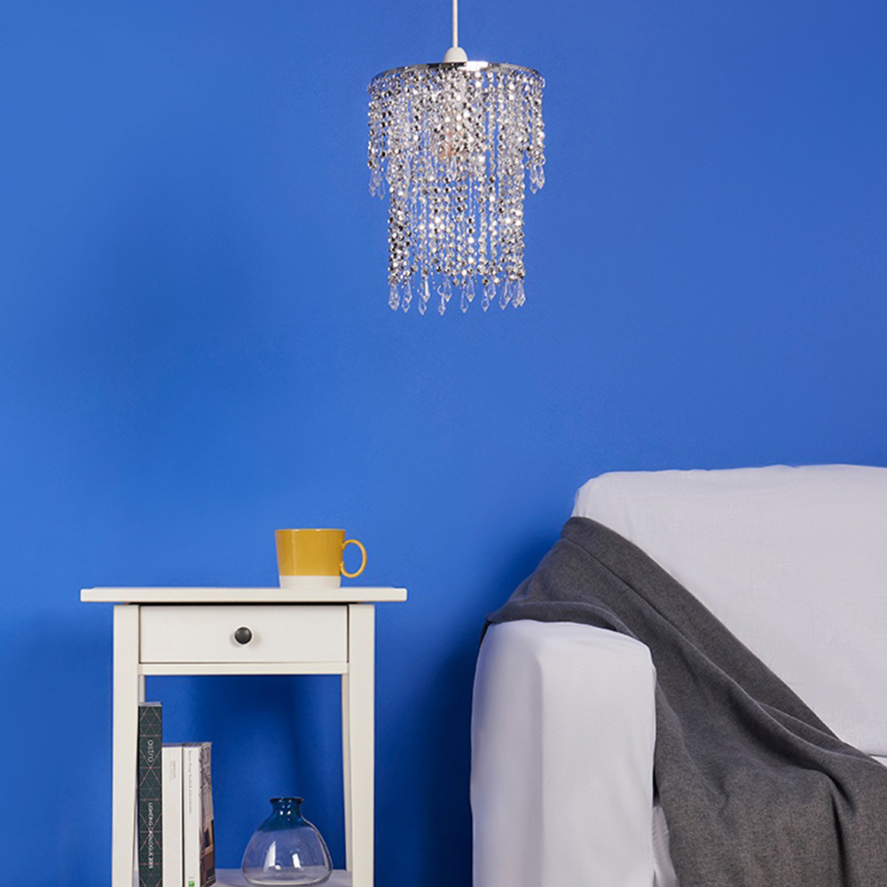ValueLights Beaded Chrome Droplet Pendant Shade Image 2